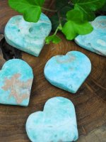 Aragonite, Caribbean blue heart half polished