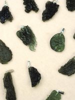 Moldavite, Pendant Raw Sterling silver