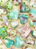 Agate, Green Flower Hearts 10/pc