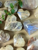 Moonstone, Indian Polished hearts 10/pc
