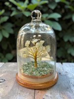 Aquamarine, Crystal Tree with Glass Dome
