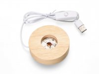 Light Socket, Wooden Round White Light