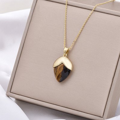 Tiger eye, Necklace Drop Gold Big pack