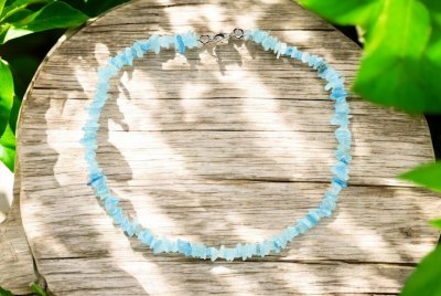 Akvamarin, Halsband Chips Kort Storpack