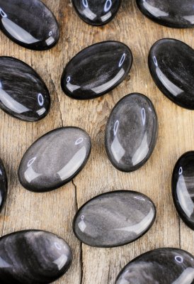 Obsidian, Gold Sheen Palm Stone bigpack