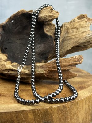 Hematit, Halsband Kort Rund Storpack