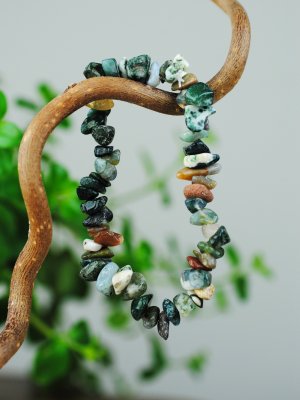 Agat, Moss Armband Chips Storpack