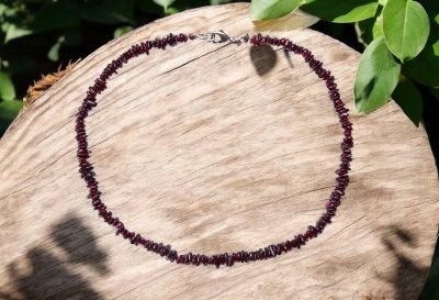 Granat, Röd Halsband Chips Kort