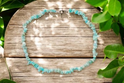 Amozonit, Necklace Chips Short Big pack