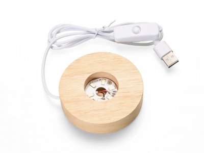 Light Socket, Wooden Round White Light