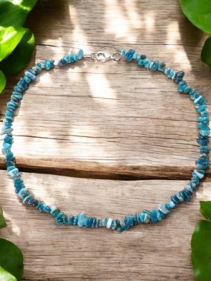 Apatite, Blue Necklace Chips Short Big pack